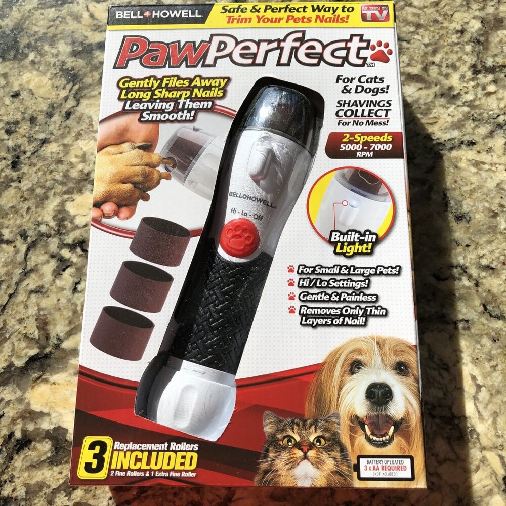 Bell + Howell PawPerfect Pet Nail Groomer Gentle Painless 3 Grooming Rollers CN